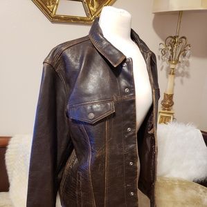 levis leather trucker jacket buff rustic